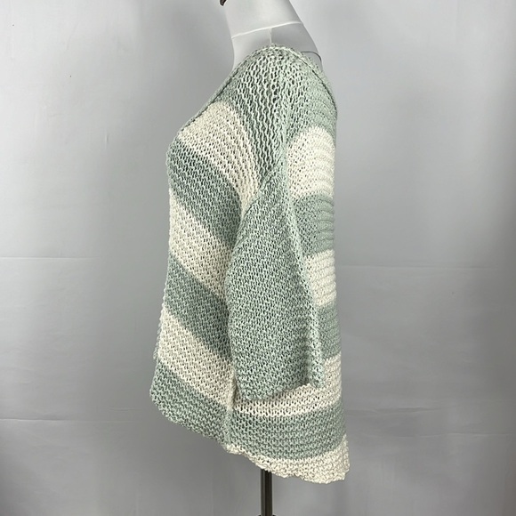 Free People Women's Parkslope Stripe Mint Ivory Combo Loose Knit Sweater Size S - Picture 6 of 12
